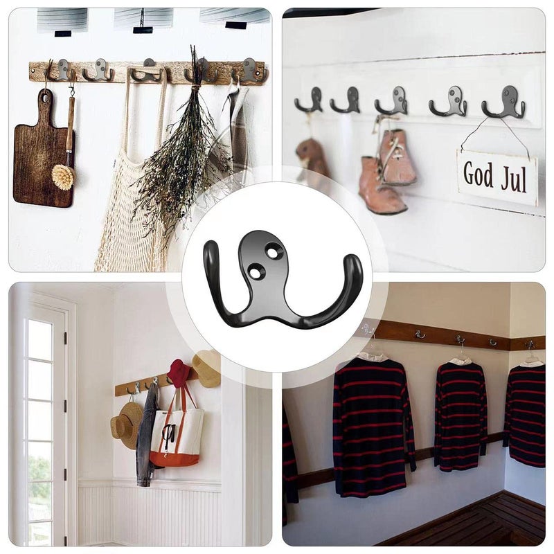 ZAYBOD 12 PCS Heavy Duty Coat Hooks - Wall Mounted Hooks for Coats  Backpacks  Robes & Hats - Includes 24 Screws - Image 3